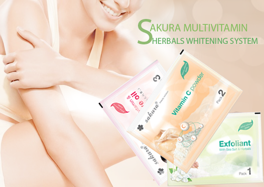 Bộ Kem Tắm Trắng Vitamin C Và Thảo Dược Tổng Hợp Sakura Multivitamin&Herbals Whitening System