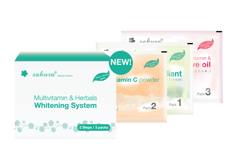 Bộ Kem Tắm Trắng Vitamin C Và Thảo Dược Tổng Hợp Sakura Multivitamin&Herbals Whitening System