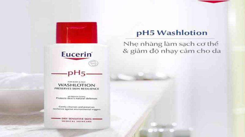 [200ml] Sữa Tắm Làm Sạch Da Mặt Và Toàn Thân Cho Da Nhạy Cảm Eucerin pH5 WashLotion