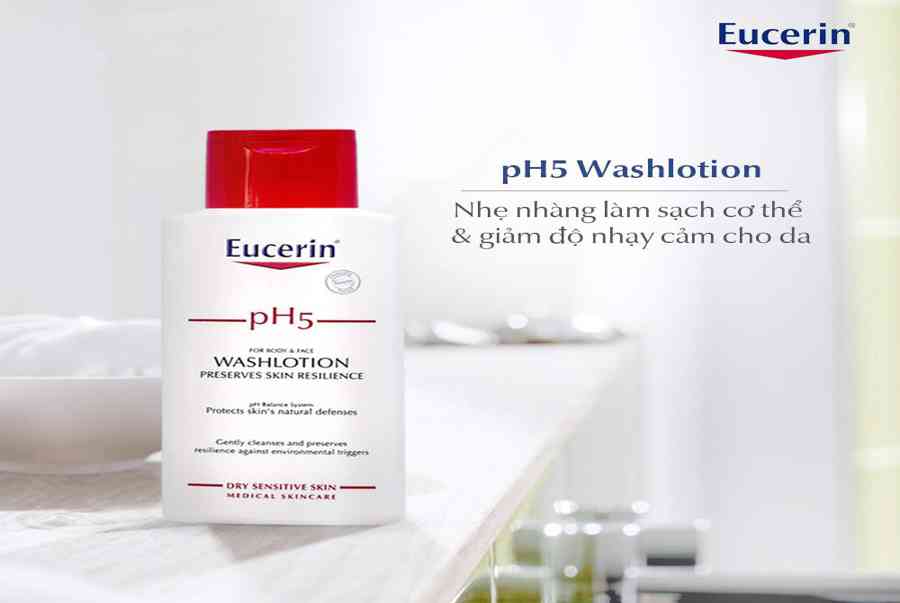 [200ml] Sữa Tắm Làm Sạch Da Mặt Và Toàn Thân Cho Da Nhạy Cảm Eucerin pH5 WashLotion