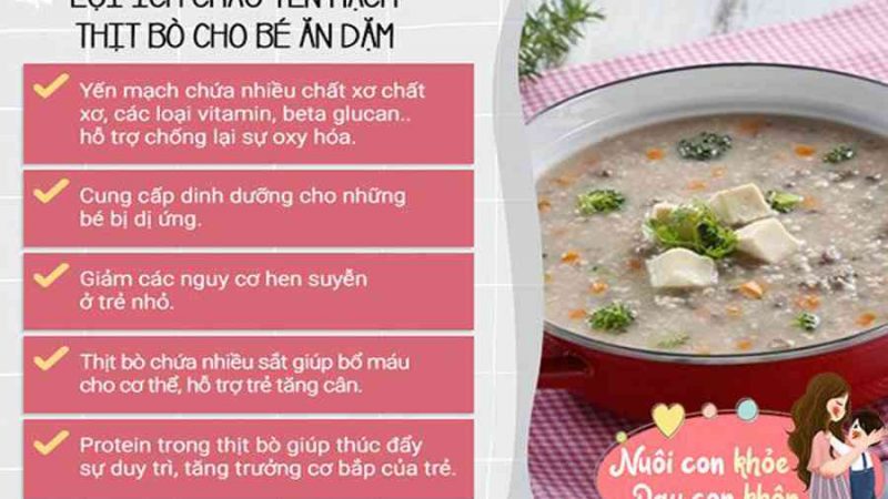 Cách nấu cháo yến mạch thịt bò cho bé tăng cân, ít bị táo bón