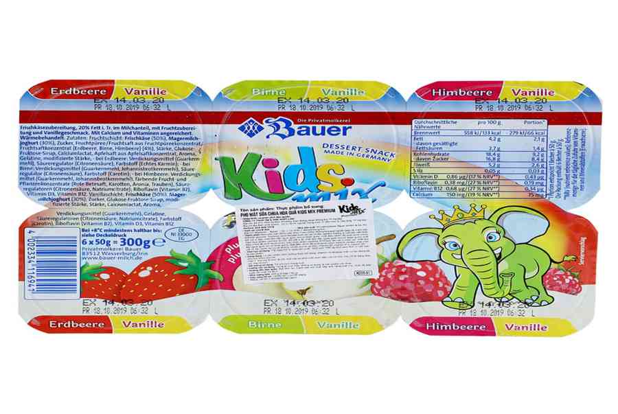 Sữa chua hoa quả Kidsmix Premium 6x50g cho bé