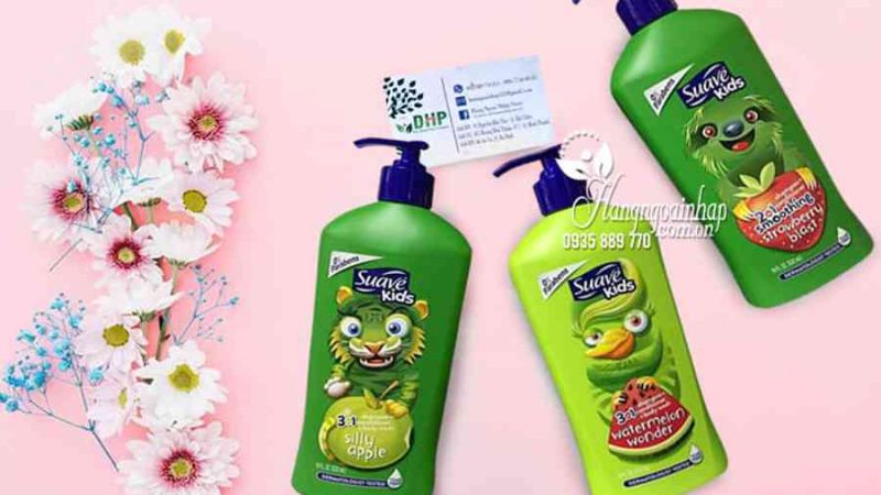 Sữa tắm gội xả Suave Kids 3 in 1 mẫu mới chai có vòi 532ml